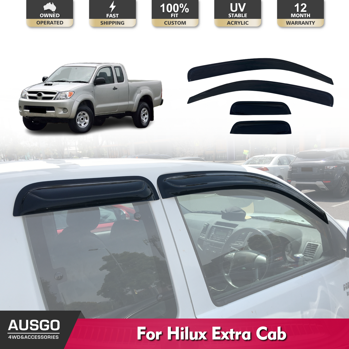 Luxury Weather Shields for Toyota Hilux Extra Cab 2005-2015