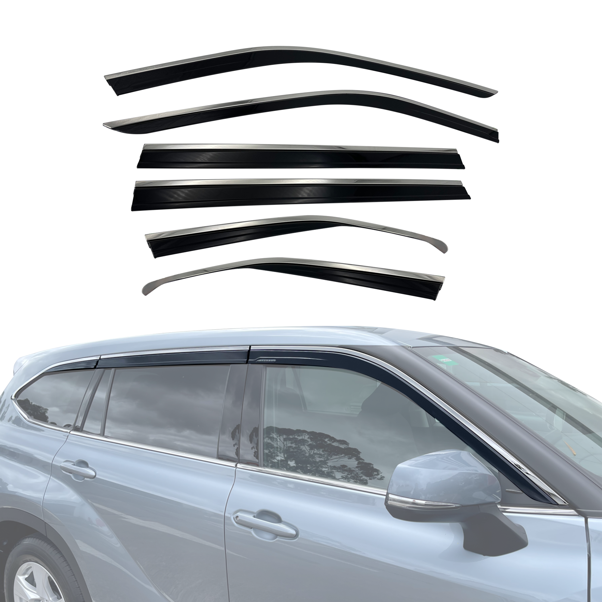 Stainless Trim Weather Shields for Toyota Kluger 2021-Onwards