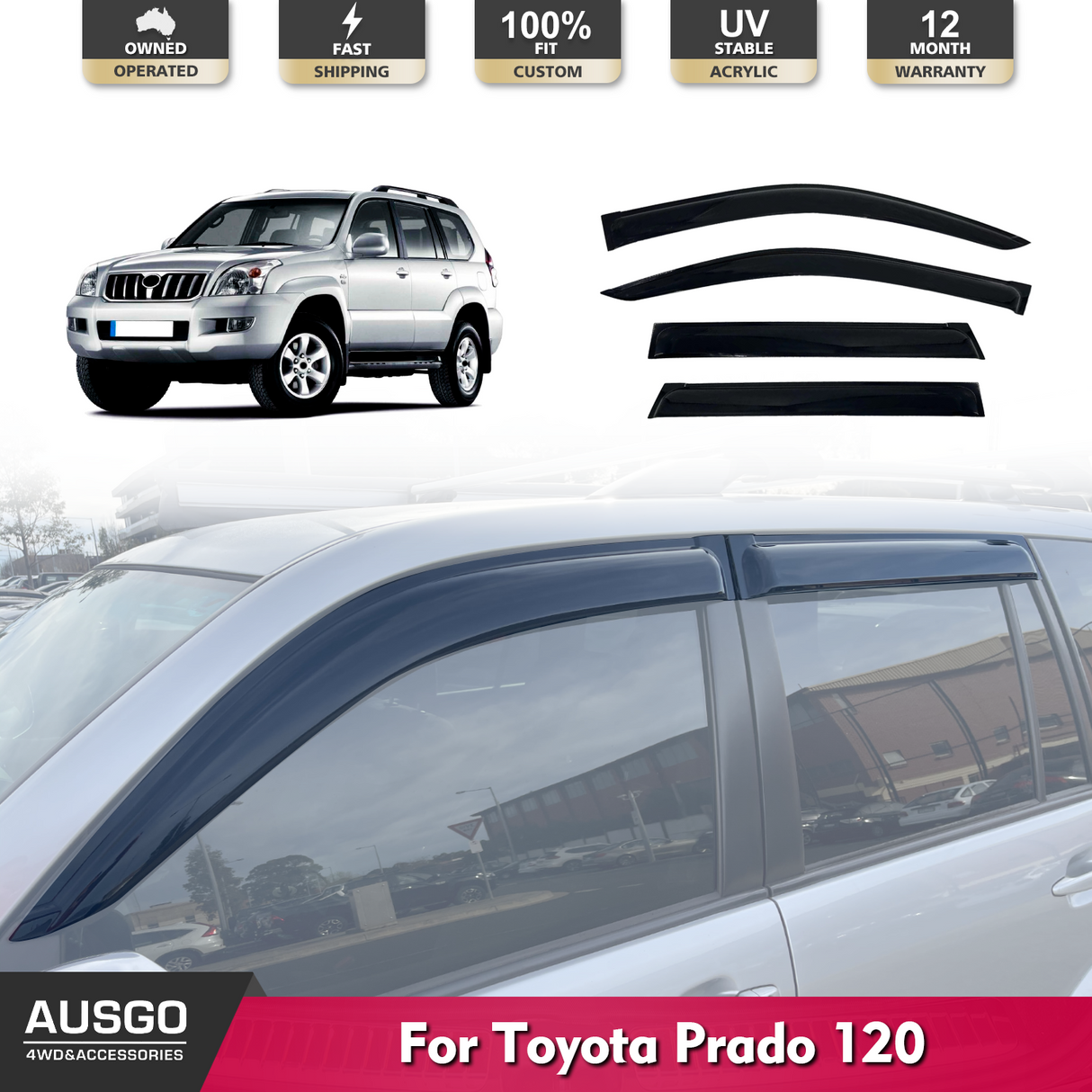 Luxury Weather Shields for Toyota Land Cruiser Prado 120 Series 2003-2009