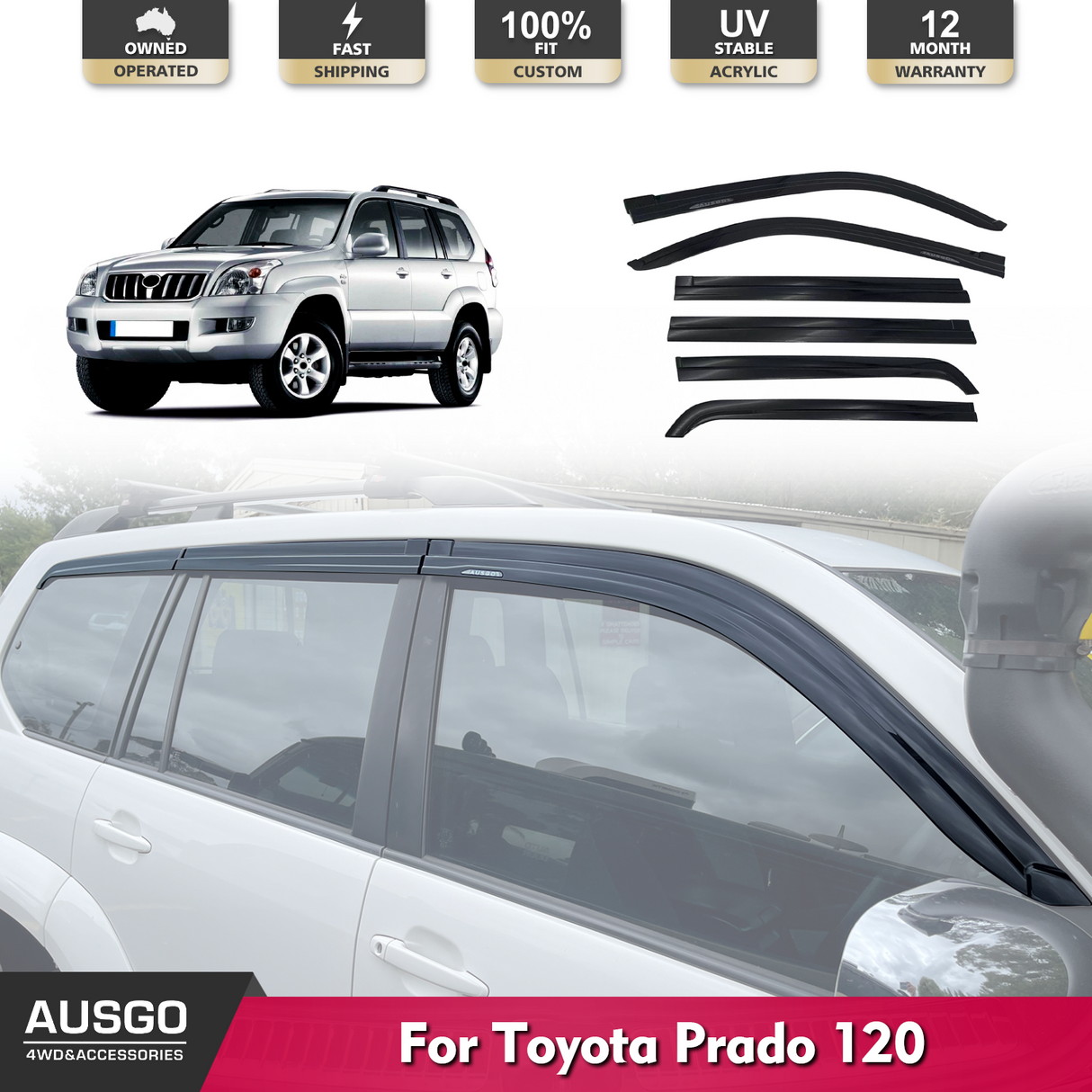 Injection Weather Shields for Toyota Land Cruiser Prado 120 Series 2003-2009