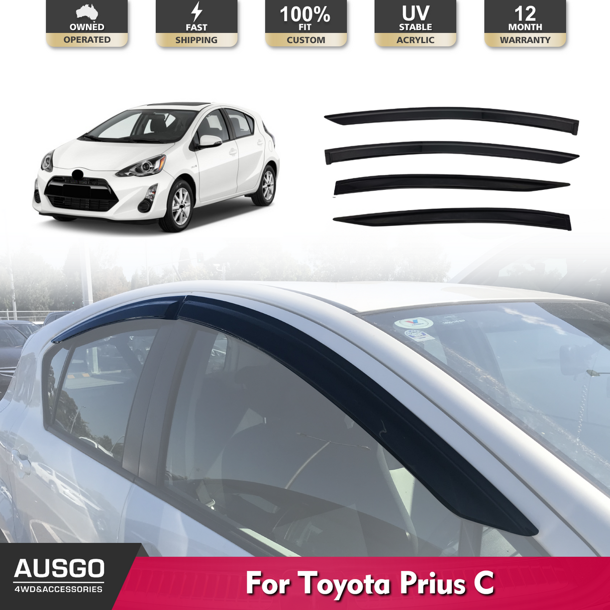 Luxury Weather Shields for Toyota Prius C 2012-2021