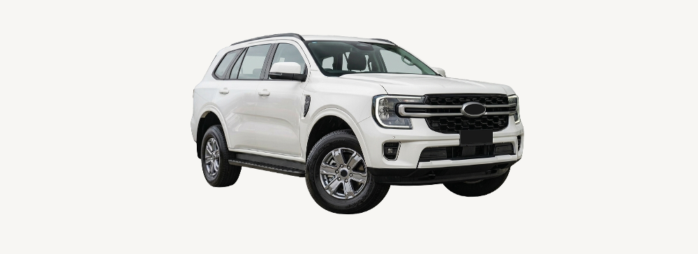 A blue Ford Everest