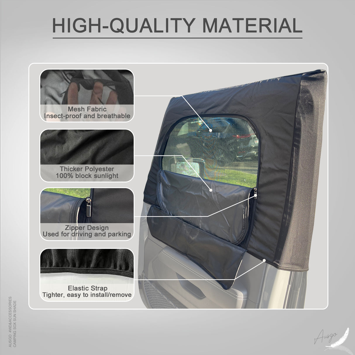 4PCS Camping Window Sox Sun Shade with Storage Bag Sunshade for Jeep Wrangler JL Series 2018-Onwards