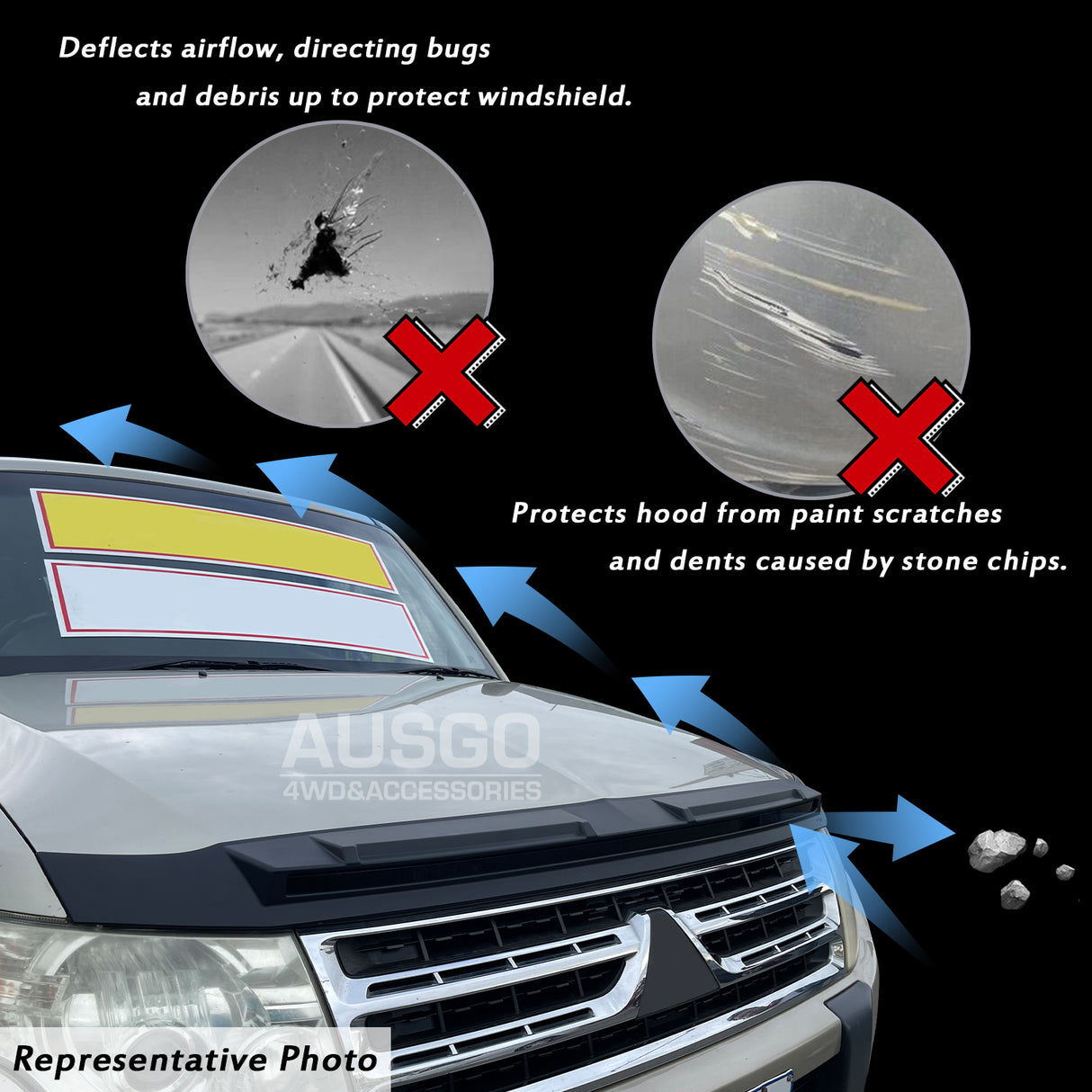 Luxury Weather Shields + Bonnet Protector for Mitsubishi Pajero 2007-2020