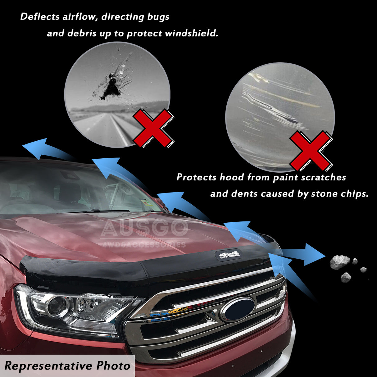 Weather Shields + Bonnet Protector for Ford Everest UA Series 2015-2022