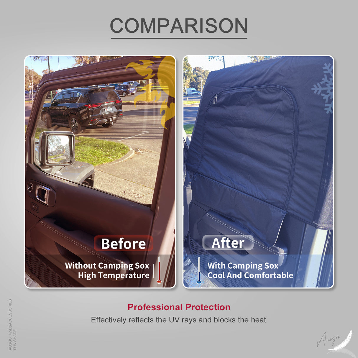 4PCS Camping Window Sox Sun Shade with Storage Bag Sunshade for Jeep Wrangler JL Series 2018-Onwards