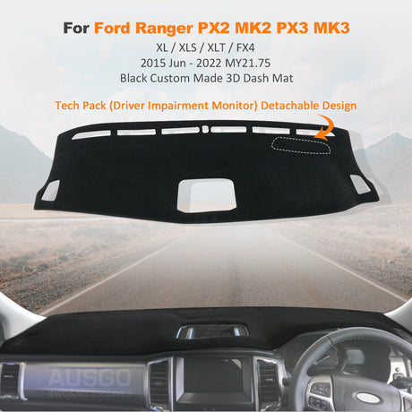 3D Dash Mat for Ford Ranger XL / XLS / XLT / FX4  2015-2022 Dashboard Cover