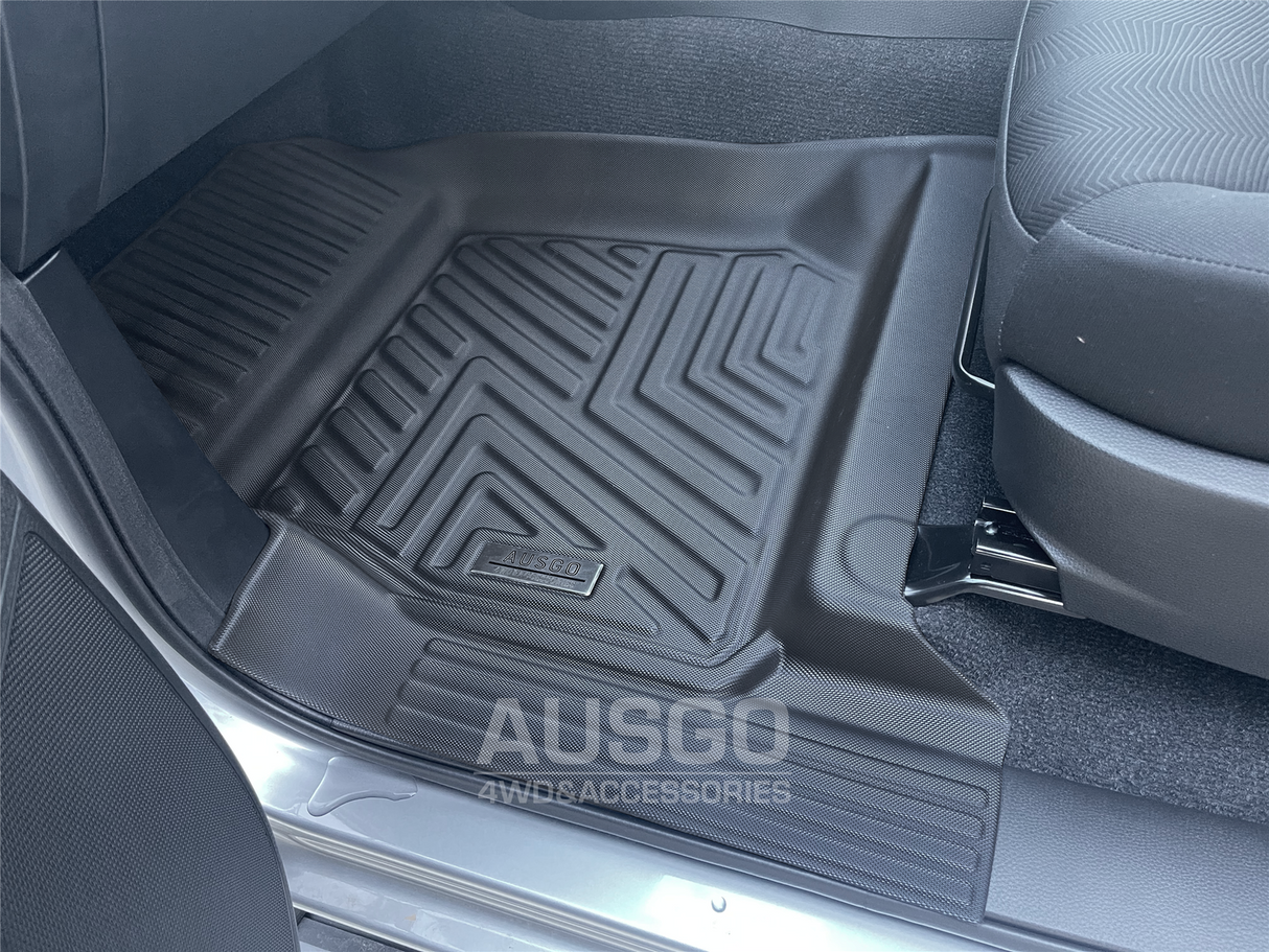 5D Moulded Floor Mats + Black Door Sill Protector for ISUZU D-MAX DMAX Dual Cab 2020-Onwards