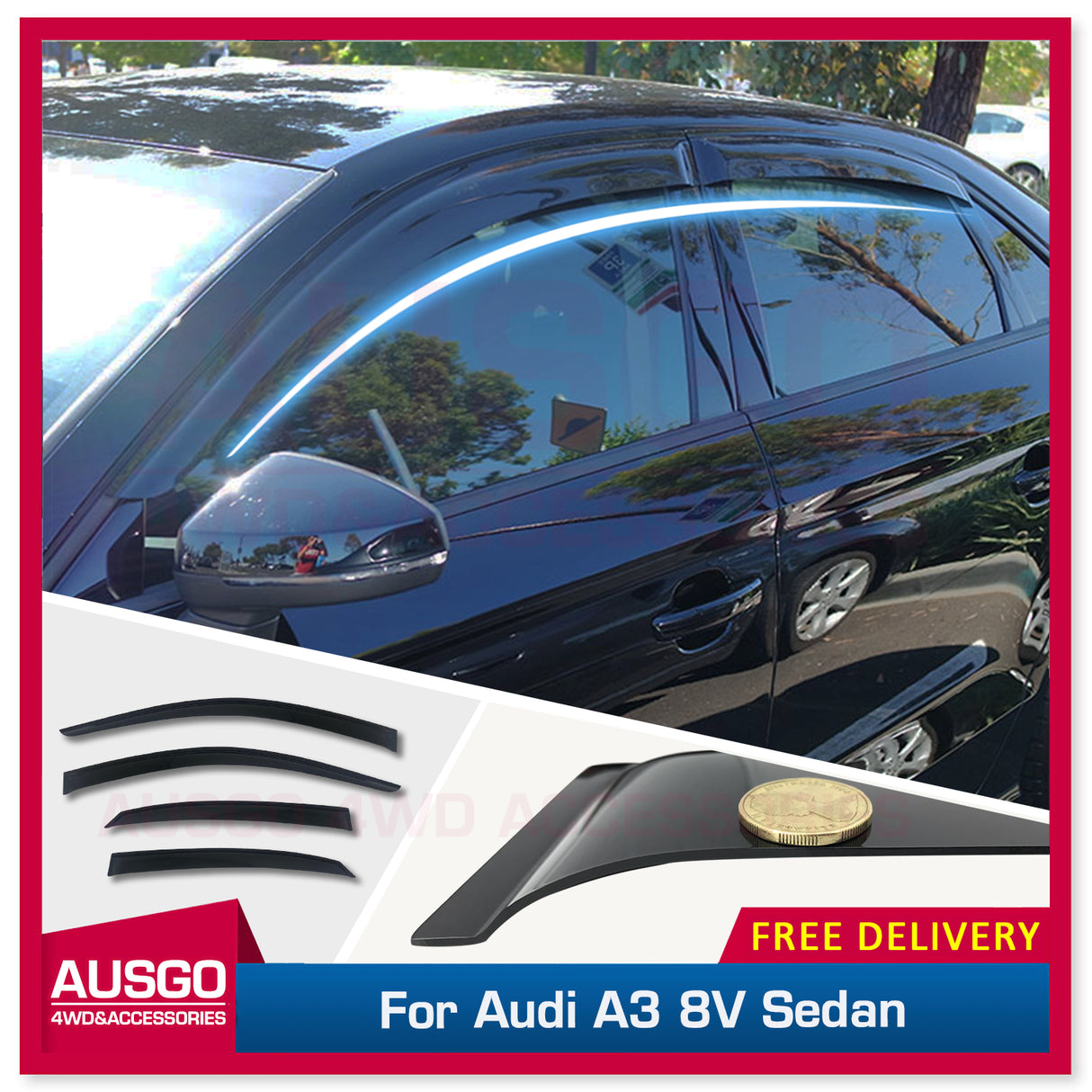 Weather Shields for Audi A3 8V Sedan 2013-Onwards Weathershields Window Visors