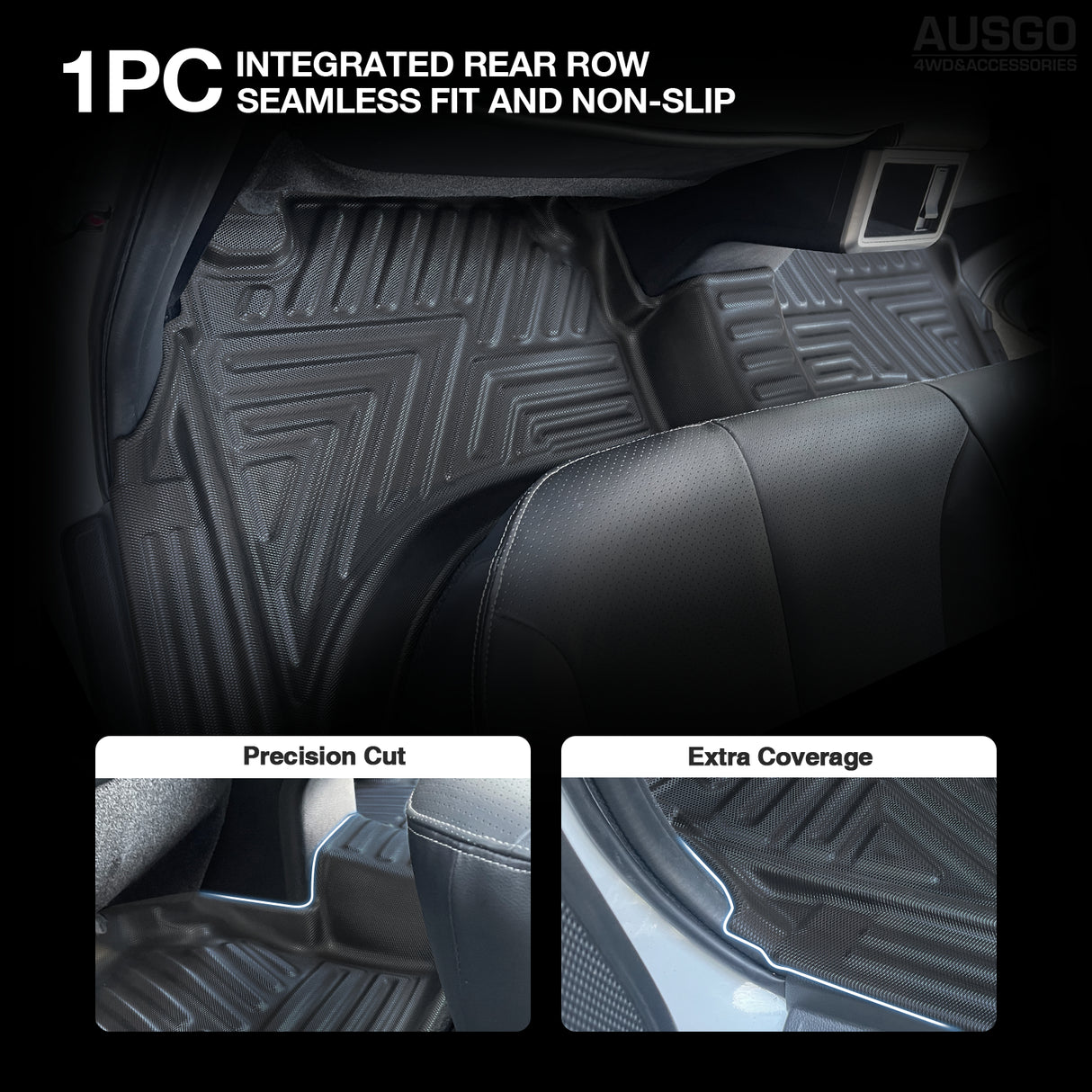 Car Floor Mats + Black Door Sill Protector for Mitsubishi Triton MQ MR Series Dual Cab 2015-2024