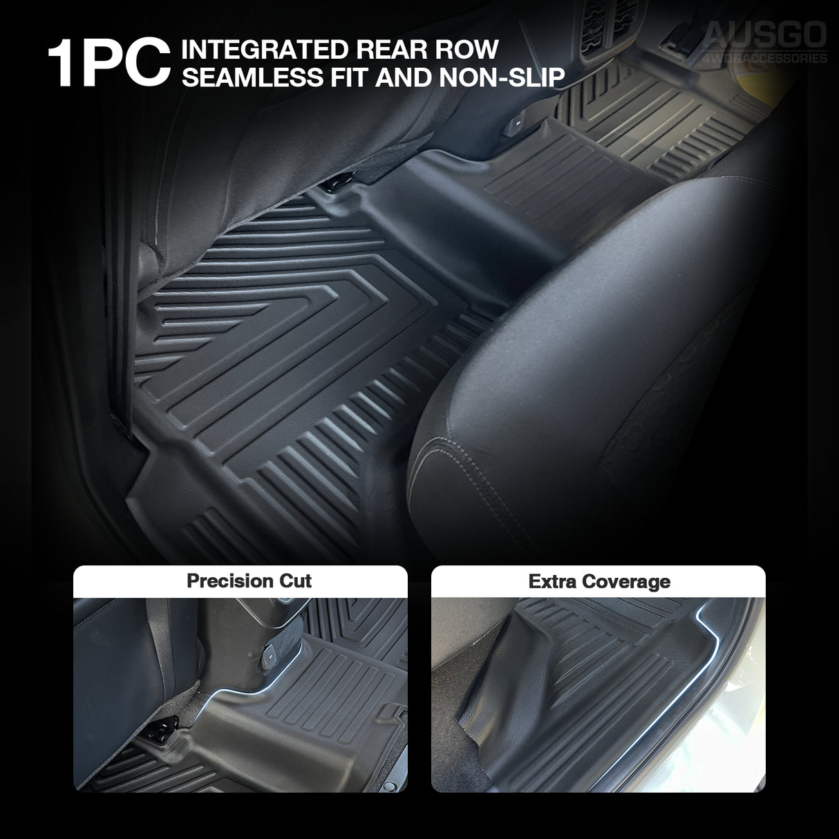Car Floor Mats + Black Door Sill Protector for Ford Ranger Dual Cab Next-Gen 2022-Onwards