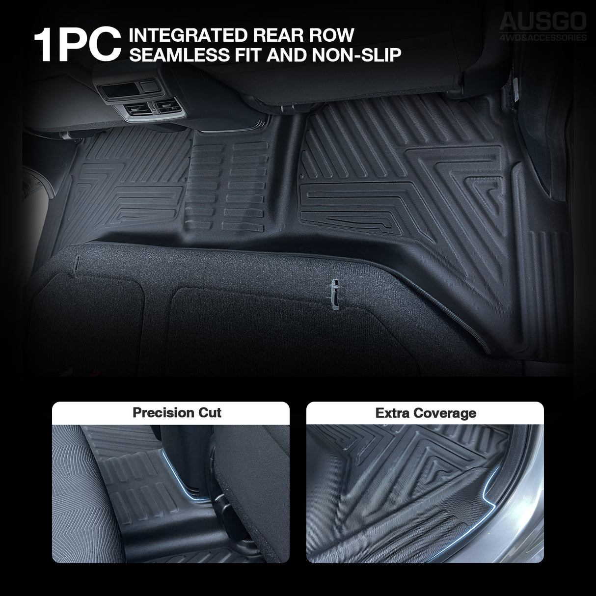 5D Moulded Floor Mats + Black Door Sill Protector for ISUZU D-MAX DMAX Dual Cab 2020-Onwards