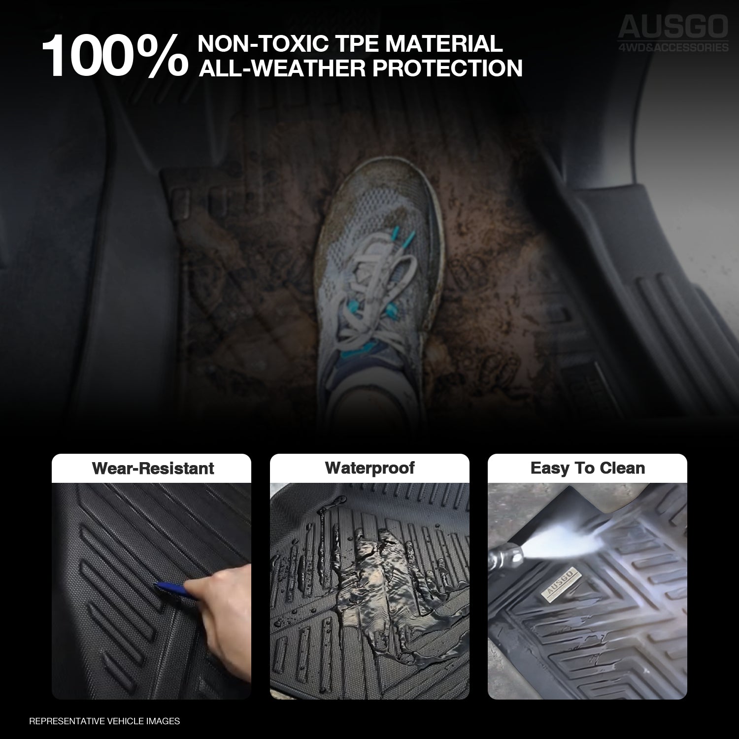 5D Front Row Car Floor Mats for Toyota Land Cruiser 79 Series LC79 Dual Cab 2012-Onwards