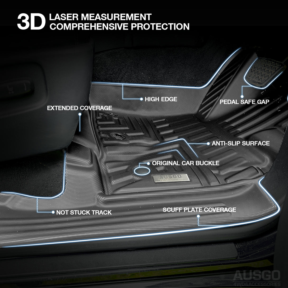 5D Moulded Car Floor Mats for Toyota LandCruiser 200 LC200 2012-2021