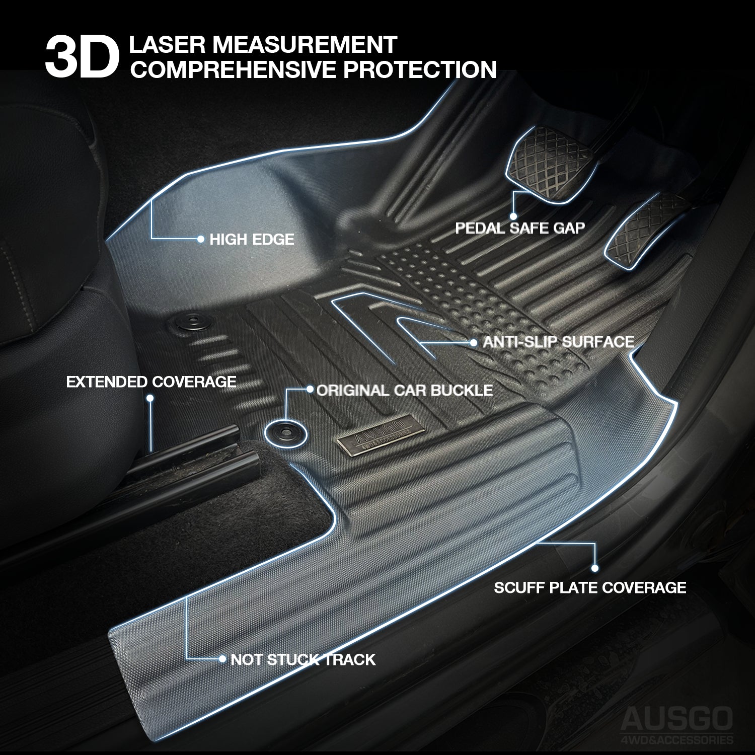 5D Car Floor Mats for Volkswagen Amarok 2H Series Dual Cab 2009-2022