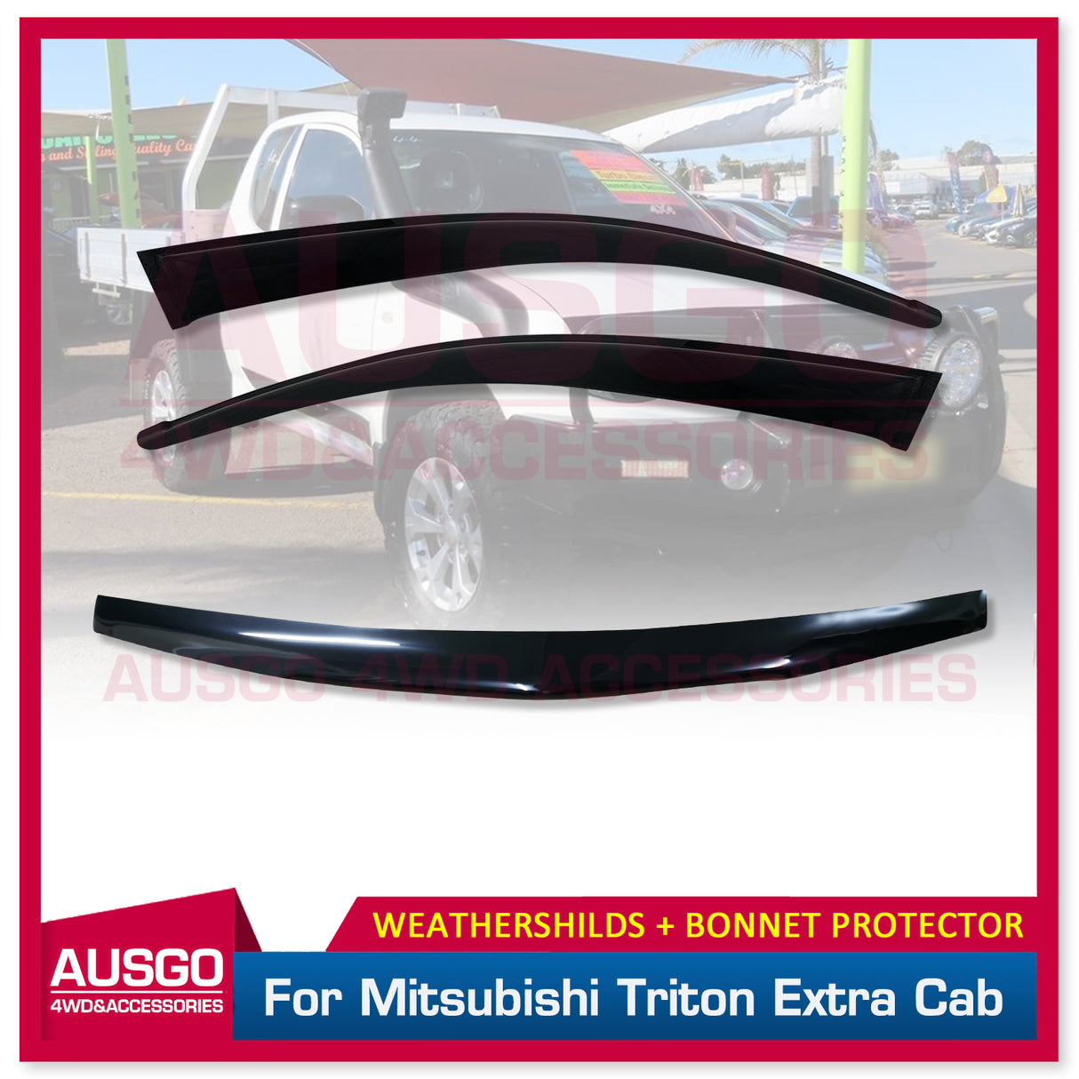 Weather Shields + Bonnet Protector for Mitsubishi Triton Extra Cab 2006-2015