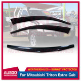 Weather Shields + Bonnet Protector for Mitsubishi Triton Extra Cab 2006-2015