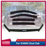 Injection Weather Shields + Bonnet Protector for ISUZU D-MAX DMAX Dual Cab 2012-2016