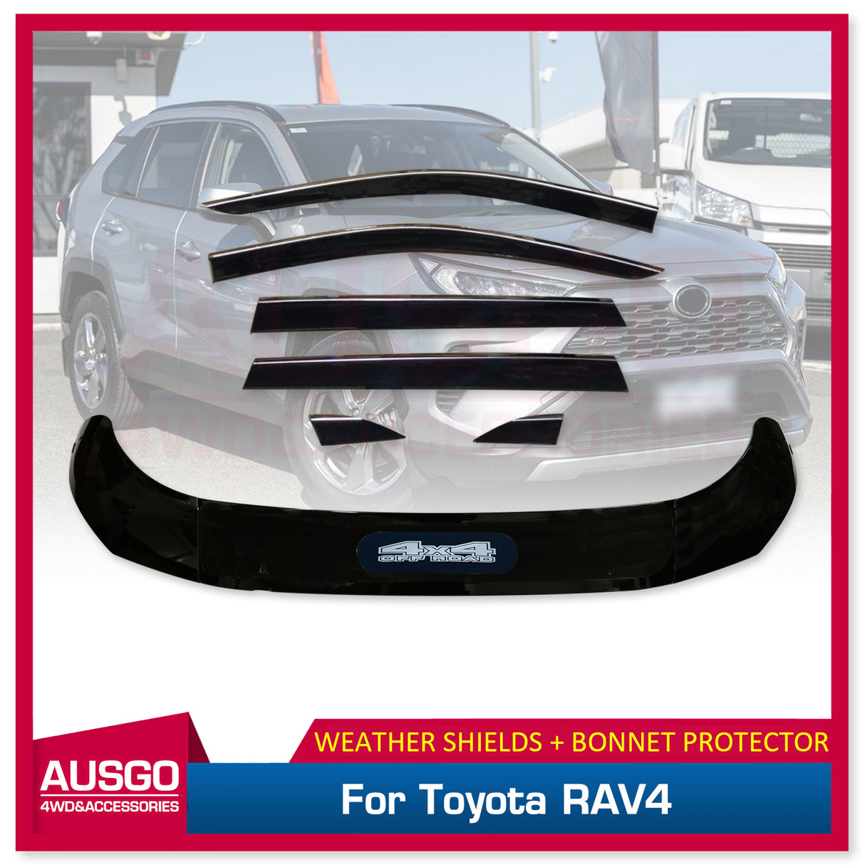 Stainless Trim Weather Shields + Bonnet Protector for Toyota RAV4 2019-Onwards