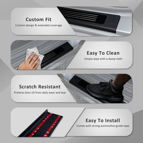 For Ford Everest 2015-Onwards Scuff Plate Door Sill Door Sills Protector Anti Scratch Cover Black