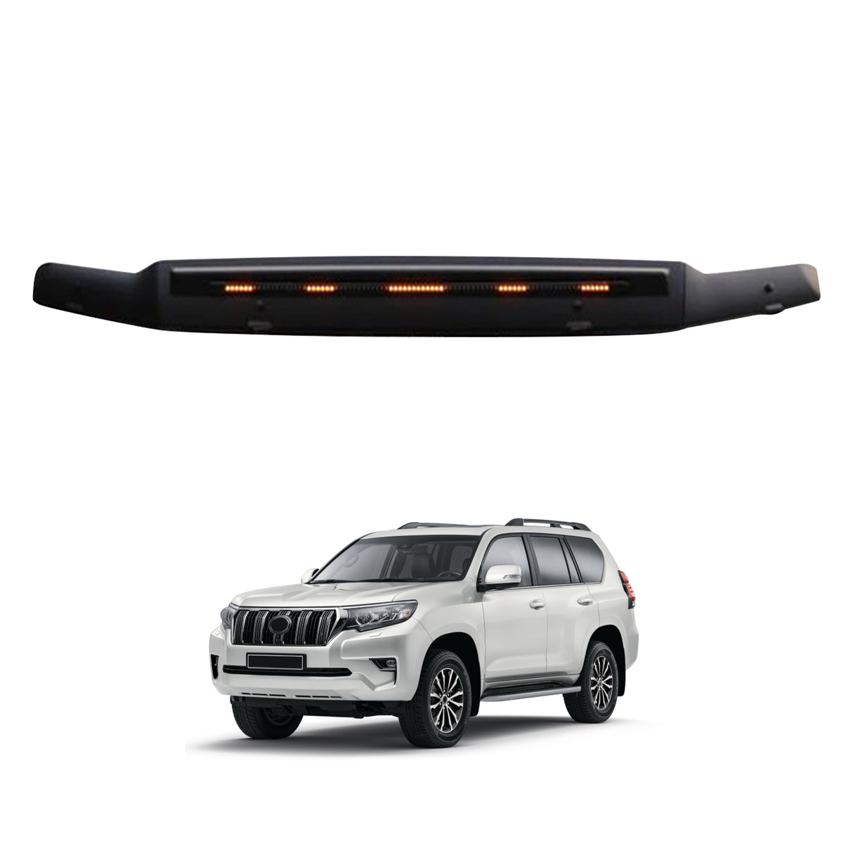 LED Light Injection Bonnet Protector 3PCS for Toyota Landcruiser Prado 150 Series 2018+