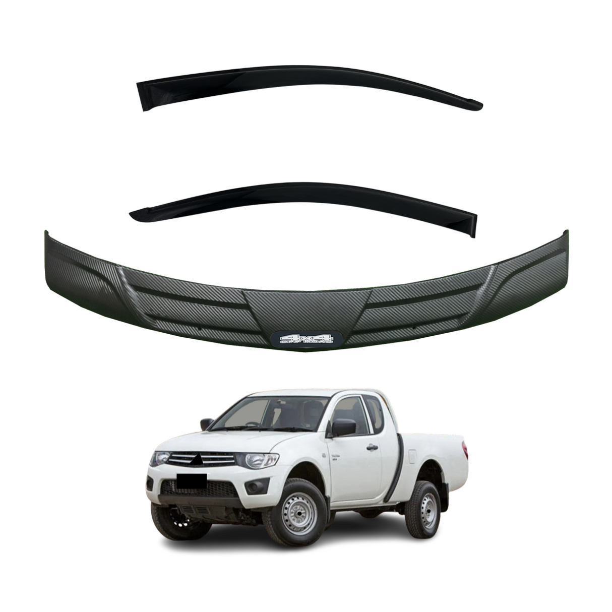 Weather Shields + Bonnet Protector for Mitsubishi Triton Extra Cab 2006-2015