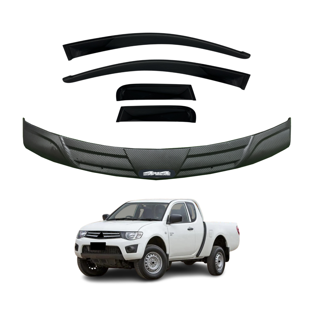 Weather Shields + Bonnet Protector for Mitsubishi Triton Extra Cab 2006-2015