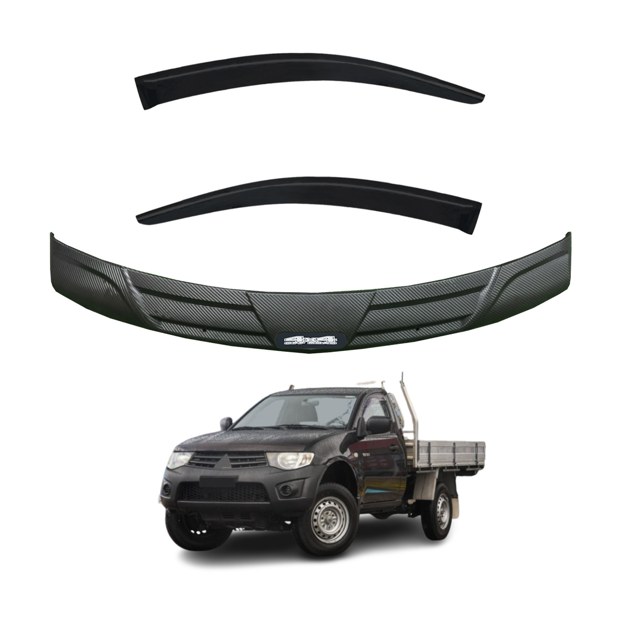 Weather Shields + Bonnet Protector for Mitsubishi Triton Single Cab 2006-2015