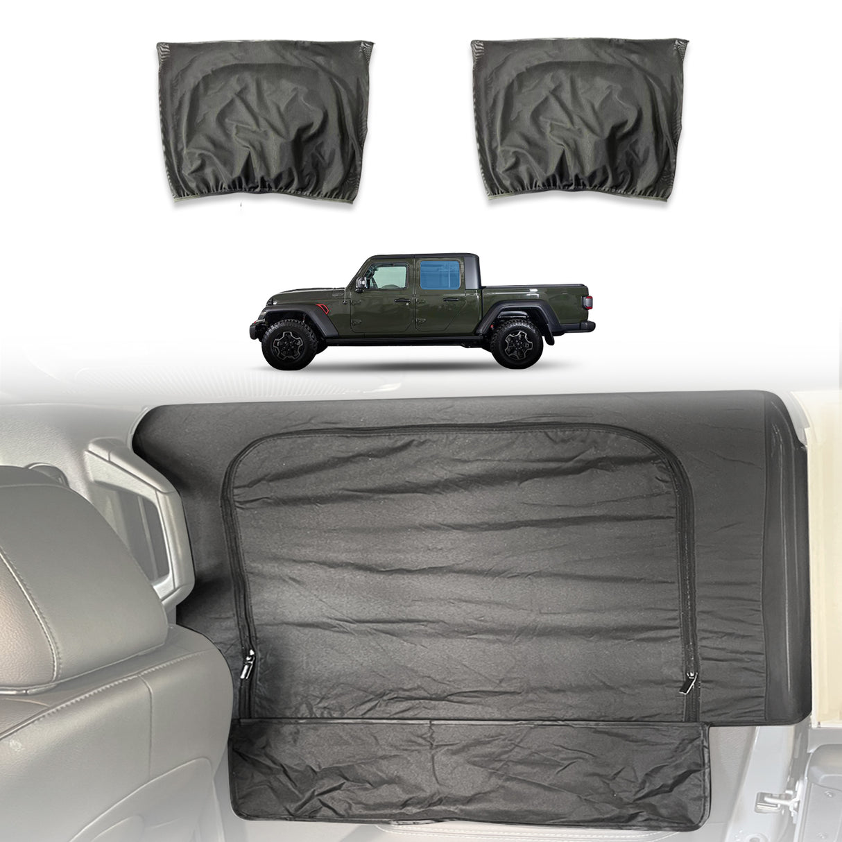 Rear 2PCS Camping Window Sox Sun Shade with Storage Bag Sunshade for Jeep Gladiator 2020-Onwards