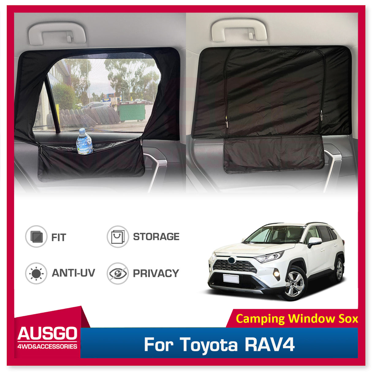 Car Window Sox Sun Shade for Toyota RAV4 2019-Onwards Rear 2PCS