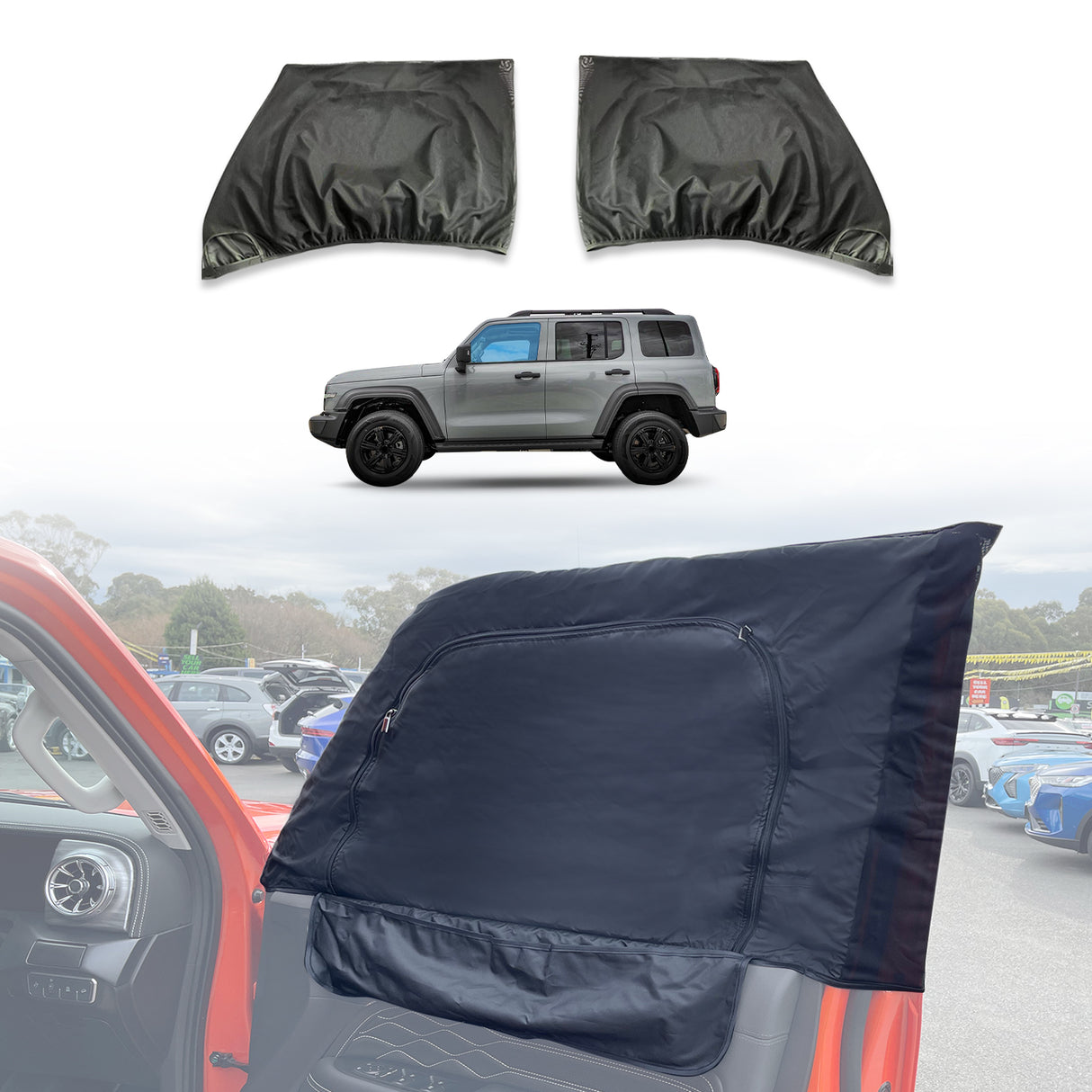 Front 2PCS Camping Window Sox Sun Shade with Storage Bag Sunshade for GWM Tank 300