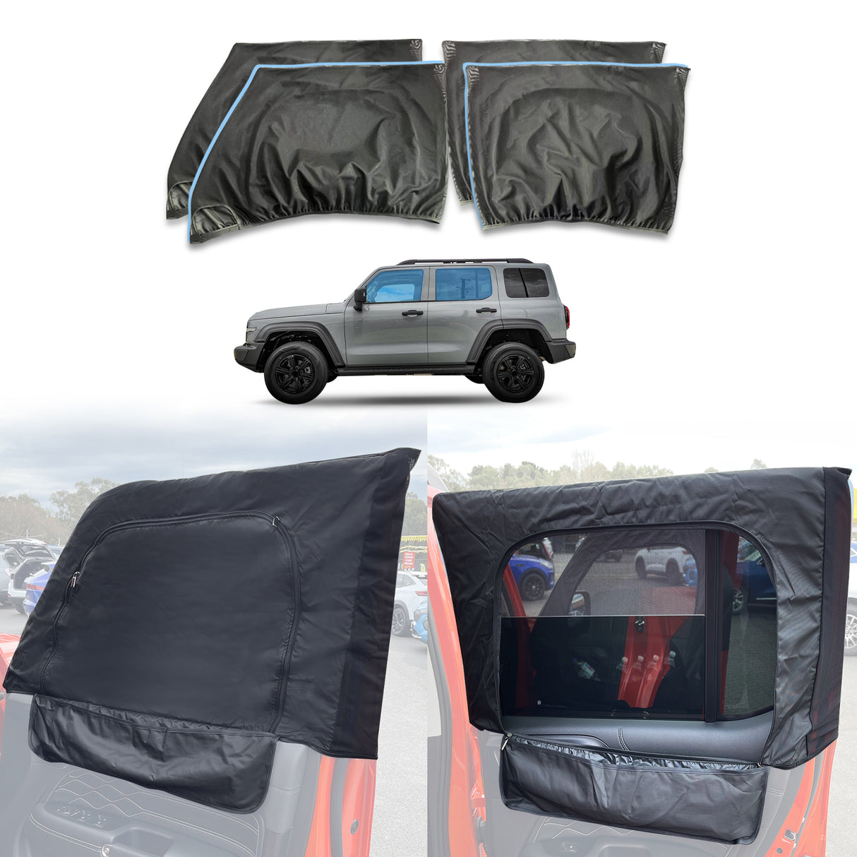 4PCS Camping Window Sox Sun Shade with Storage Bag Sunshade for GWM Tank 300