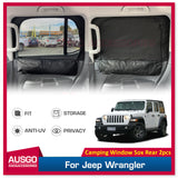 Rear 2PCS Camping Window Sox Sun Shade with Storage Bag Sunshade for Jeep Wrangler JL Series 2018-Onwards