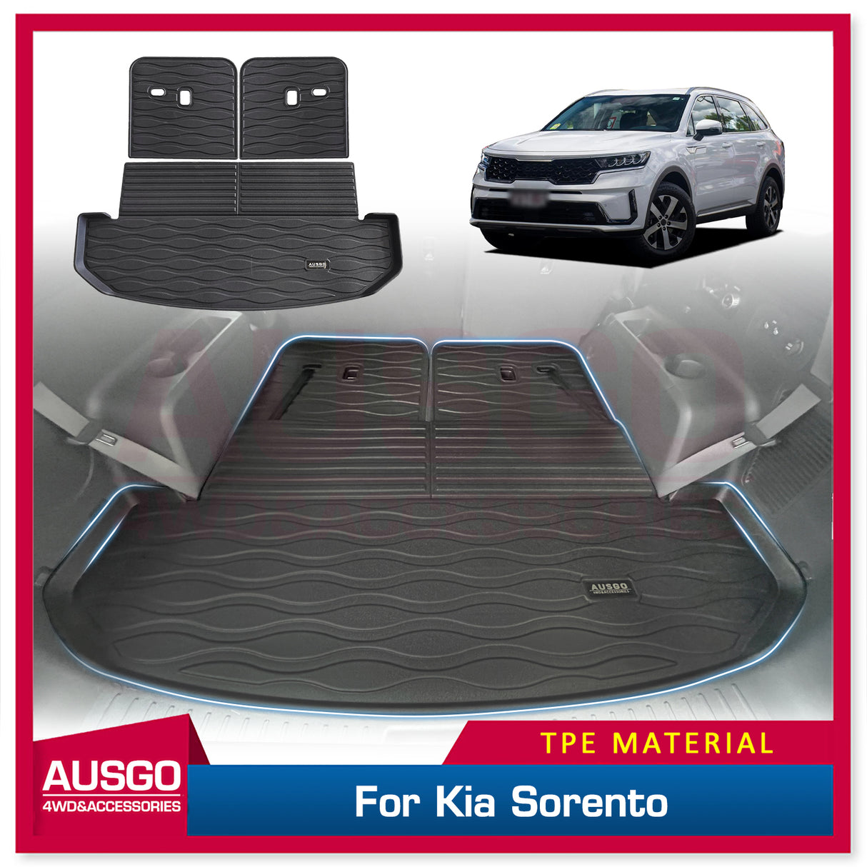 3D TPE Cargo Mat for KIA Sorento MQ4 Series 2020-Onwards  Boot Mat Boot Liner Trunk Mat Detachable 3PCS