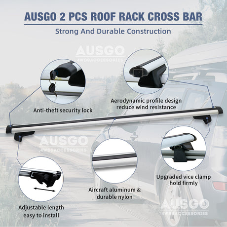 1 Pair Aluminum Cross Bar for Renault Koleos 2008-2016 with raised rail Luggage Carrier Roof Rack
