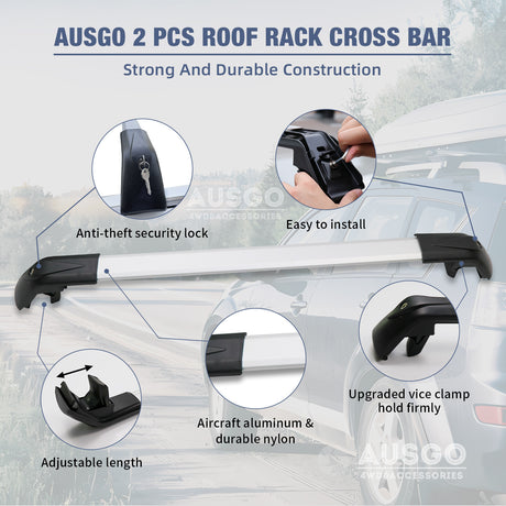 1 Pair Aluminum Cross Bar for Volvo V60 2010-2019 Clamp in Flush Rail Luggage Carrier Roof Rack