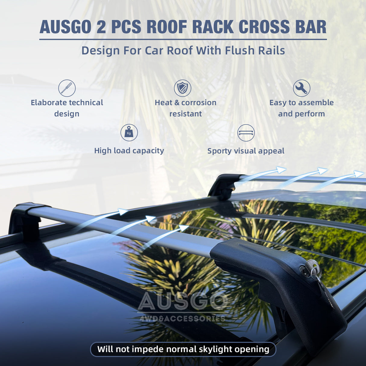 1 Pair Aluminum Cross Bar for Volvo XC90 T6 2015-2019 Clamp in Flush Rail Luggage Carrier Roof Rack