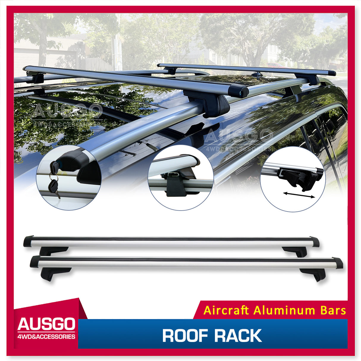 1 Pair Aluminum Cross Bar for Jeep Cherokee 2014-2019 with raised rail Luggage Carrier Roof Rack
