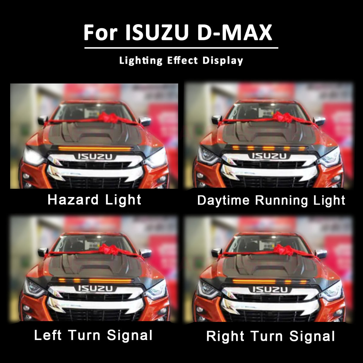 Bonnet Protector with LED Light for ISUZU D-MAX DMAX 2020-Onwards