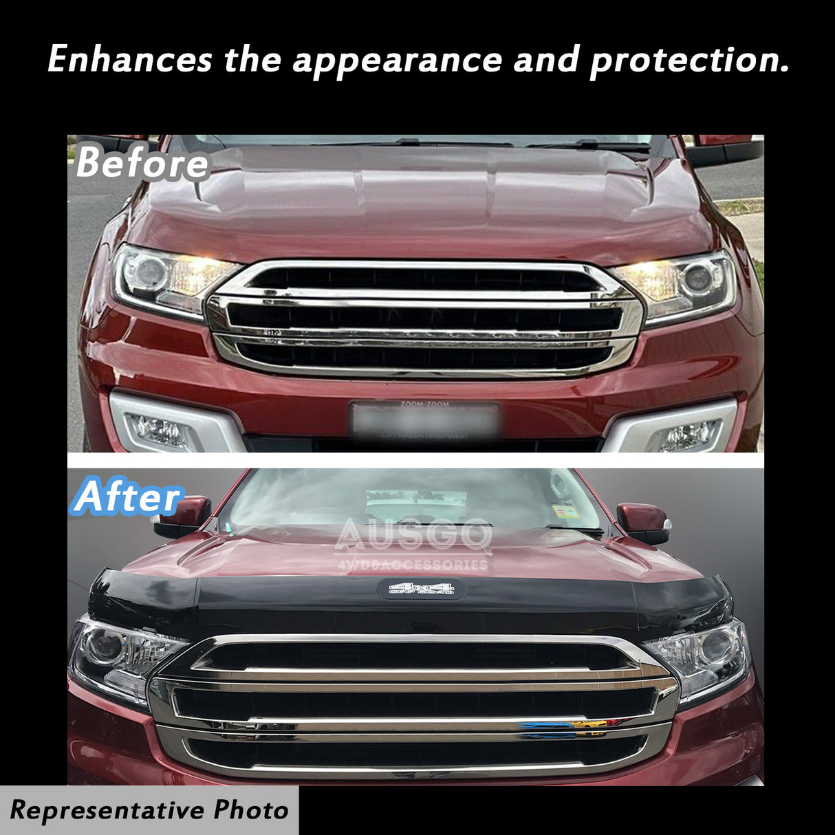 Weather Shields + Bonnet Protector for Ford Everest UA Series 2015-2022