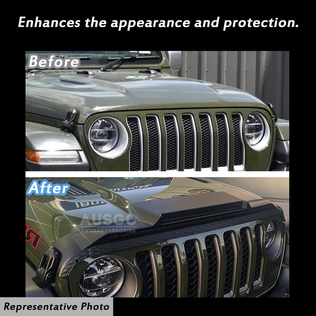 4PCS Wide Type Luxury Weather Shields + Bonnet Protector for Jeep Wrangler JL Series 2018-Onwards Weathershields Window Visors