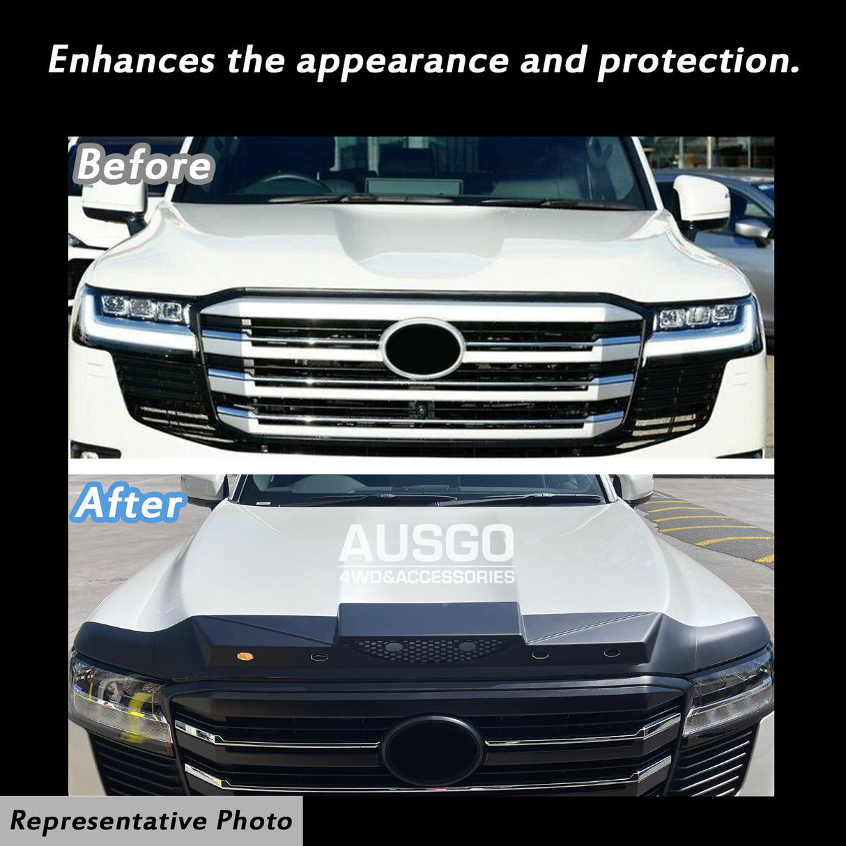 Luxury Weather Shields + Bonnet Protector for Toyota Land Cruiser 300 LC300 2021-Onwards