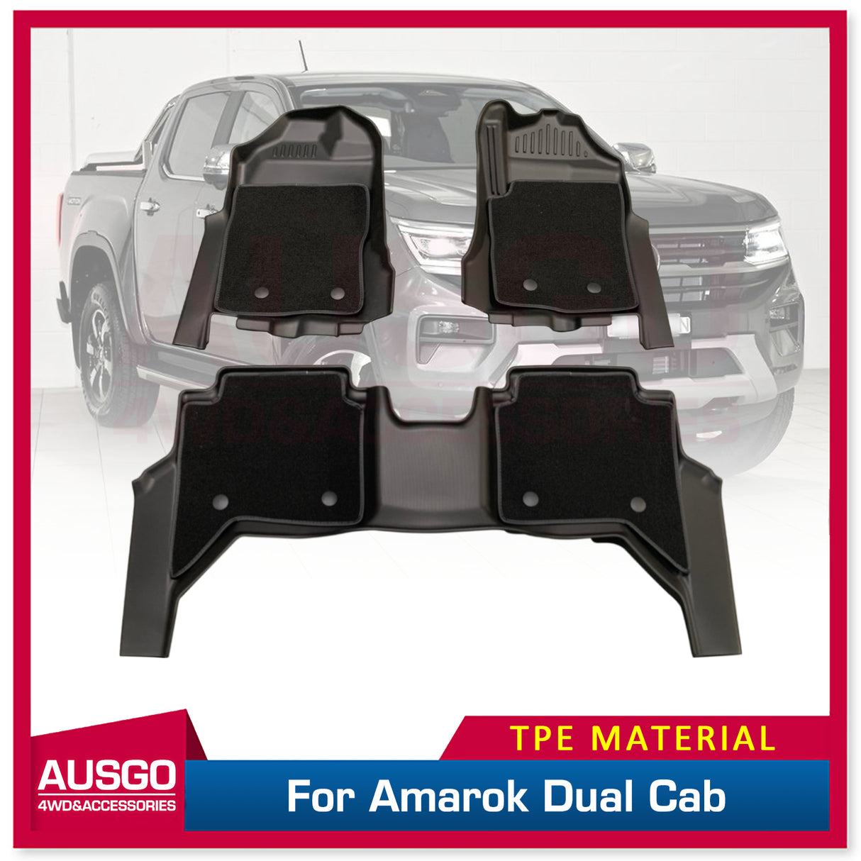 Double-Layer Car Floor Mats for Volkswagen Amarok Next-Gen NF Dual Cab 2023-Onwards Car Mats with Detachable Carpet