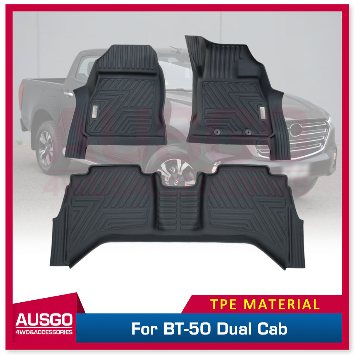 5D Moulded Car Floor Mats for Mazda BT-50 BT50 Dual Cab 2020-Onwards