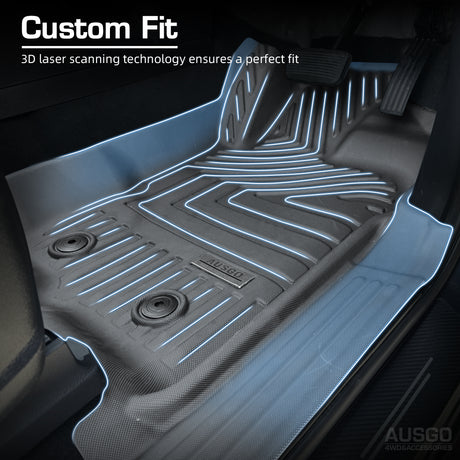 5D Moulded Floor Mats + Black Door Sill Protector for Ford Everest 2015-2022