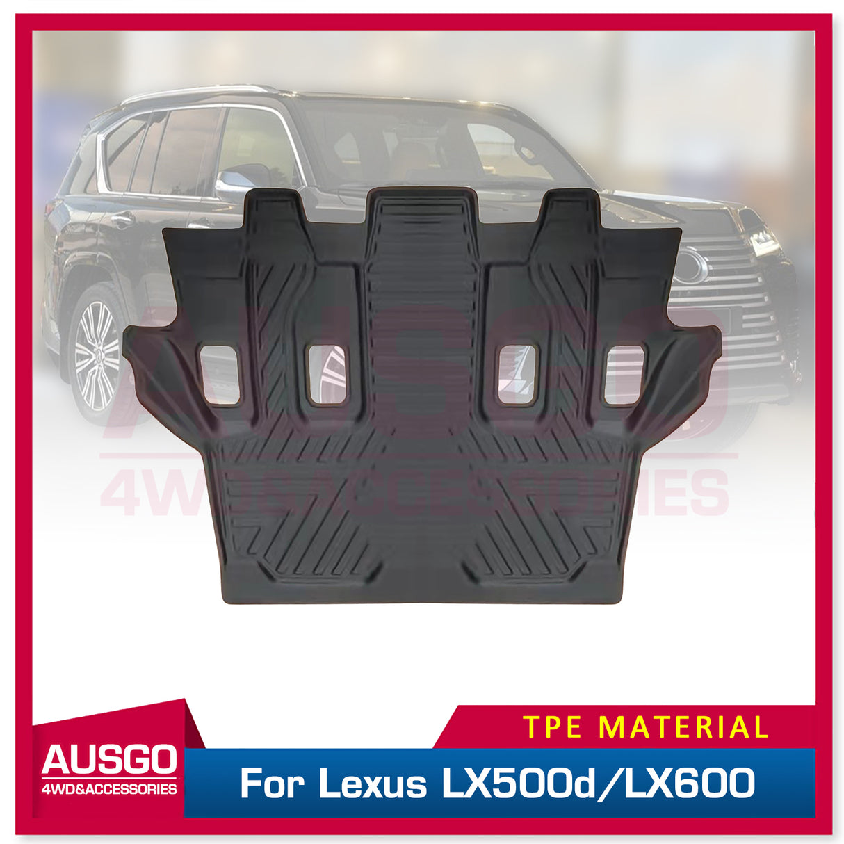 Third Row Floor Mat for LEXUS LX Series LX500d LX600 7 Seater 2021-Onwards