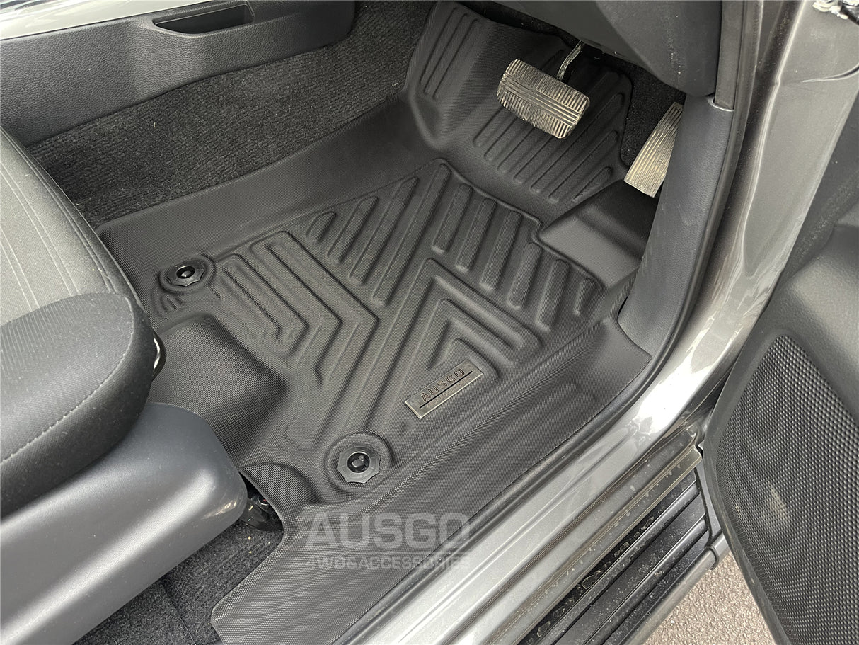 Car Floor Mats + Black Door Sill Protector for Nissan Navara NP300 D23 Dual Cab 2015-Onwards