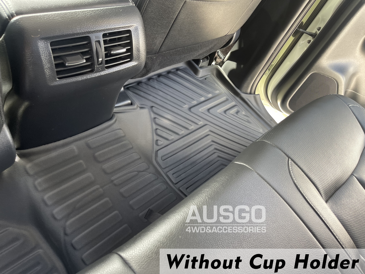 Car Floor Mats + Black Door Sill Protector for Nissan Navara NP300 D23 Dual Cab 2015-Onwards