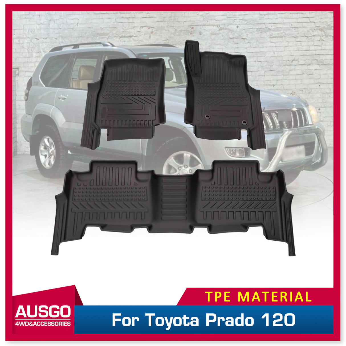 5D TPE Door Sill Covered Car Floor Mats for Toyota Landcruiser Prado 120 VX & Grande  Auto Transmission 2003-2009