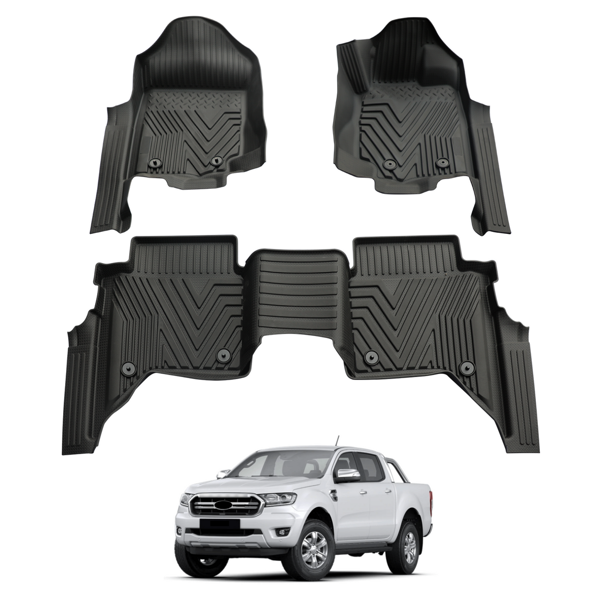 5D Moulded Car Floor Mats for Ford Ranger PX PX2 PX3 Series Dual Cab 2011-2022